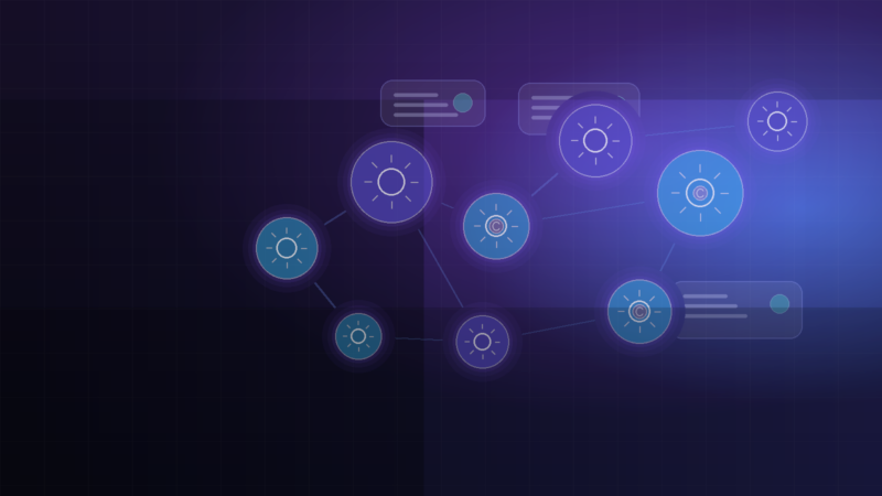 Illustration abstraite de workflows d’automatisation n8n, pricing Cloud et self-hosted