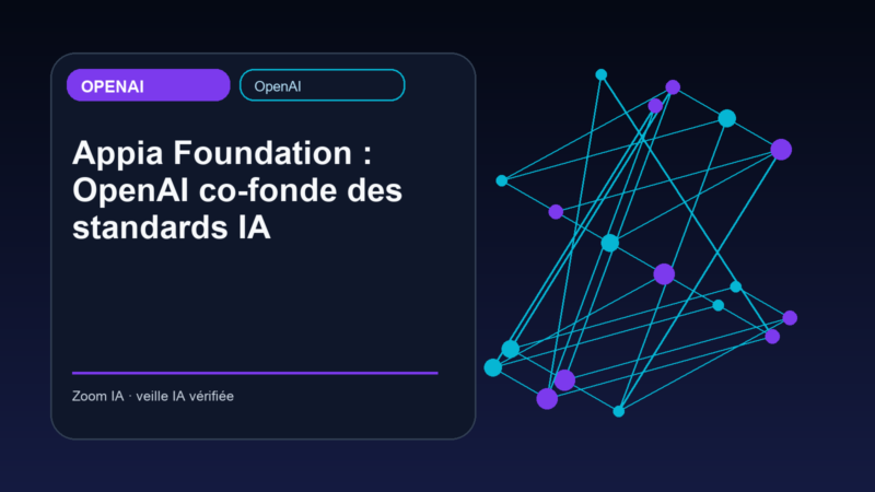 Appia Foundation : OpenAI co-fonde des standards IA — visuel éditorial Zoom IA