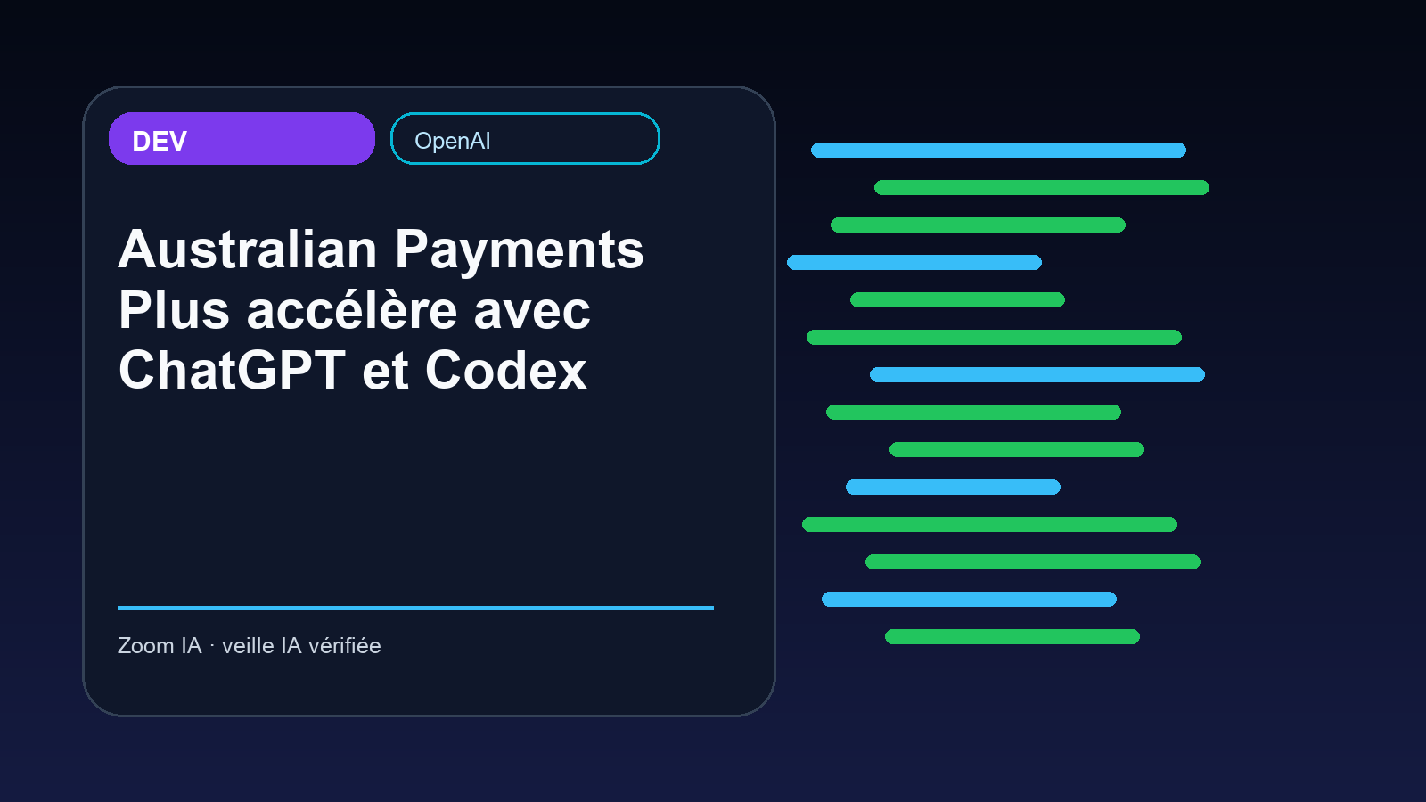 Australian Payments Plus accélère avec ChatGPT et Codex — visuel éditorial Zoom IA