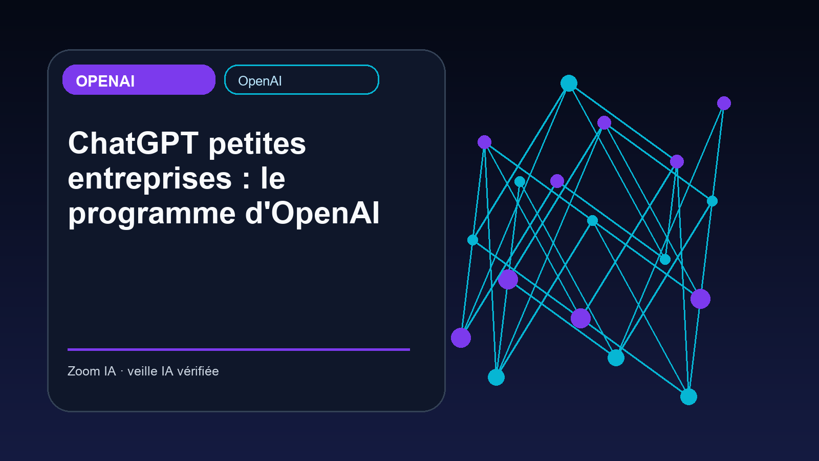 ChatGPT petites entreprises : le programme d'OpenAI — visuel éditorial Zoom IA