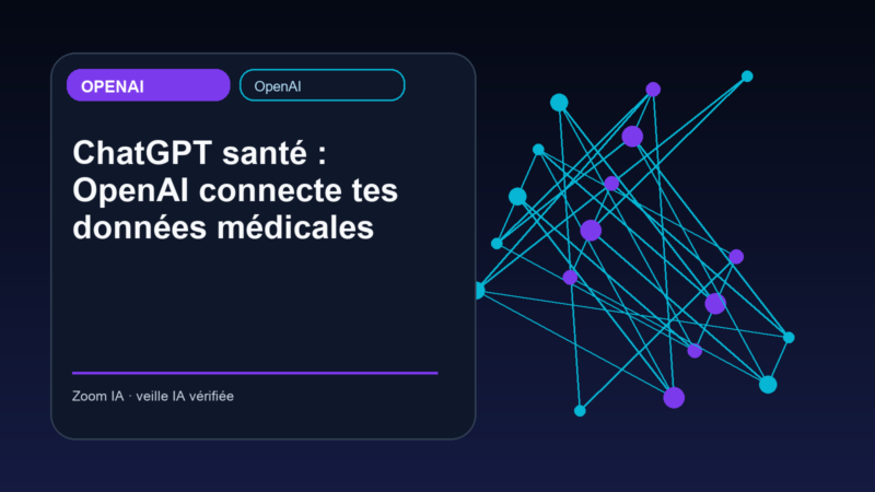 ChatGPT santé : OpenAI connecte tes données médicales — visuel éditorial Zoom IA