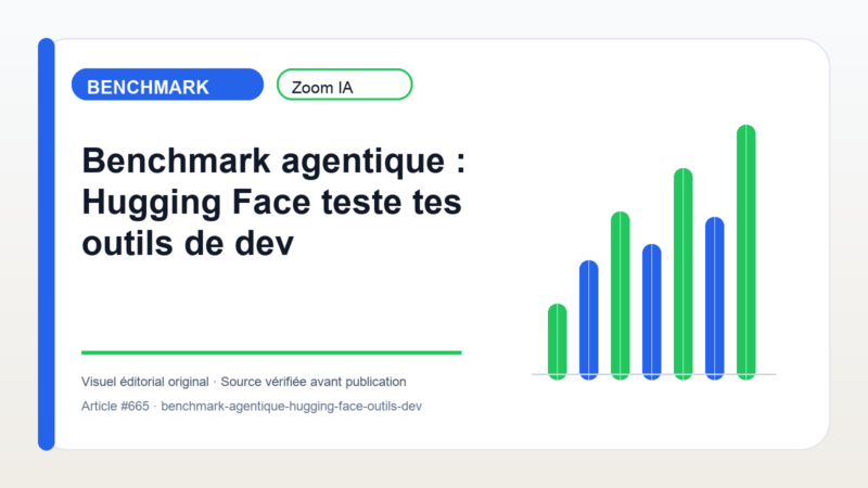 Benchmark agentique : Hugging Face teste tes outils de dev — visuel éditorial Zoom IA