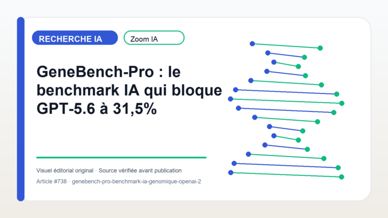 GeneBench-Pro : le benchmark IA qui bloque GPT-5.6 à 31,5% — visuel éditorial Zoom IA